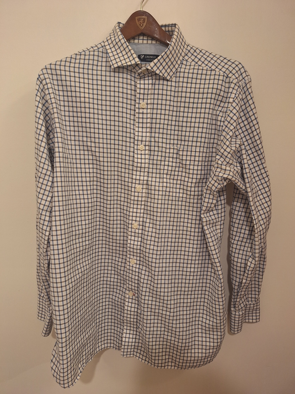 Daniel Cremieux Men's White and Navy Check Button-Down Shirt